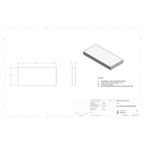 27 Gallon Custom Roto-Mold RV Water Tank (MPN: W-473)