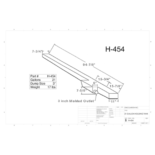 21 Gallon Custom Roto-Mold RV Holding Tank (MPN: H-454)