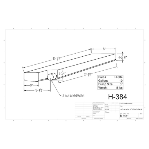 10 Gallon Custom Roto-Mold RV Holding Tank (MPN: H-384)