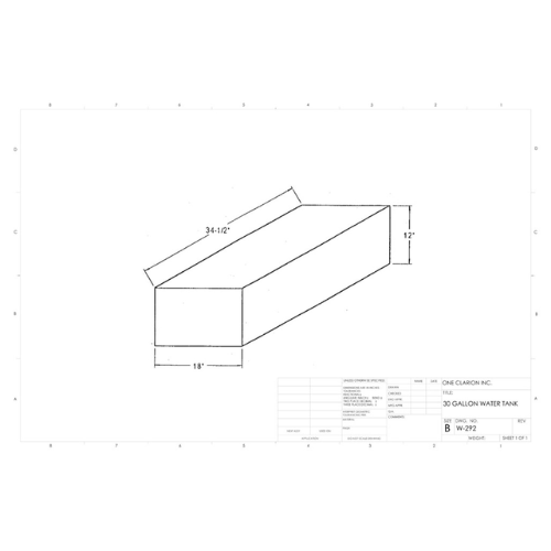 30 Gallon Custom Roto-Mold Marine Water Tank (MPN: MW-292)