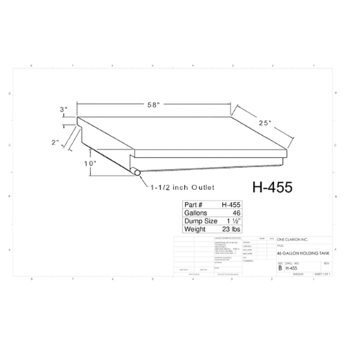 46 Gallon Custom Roto-Mold RV Holding Tank (MPN: H-455)