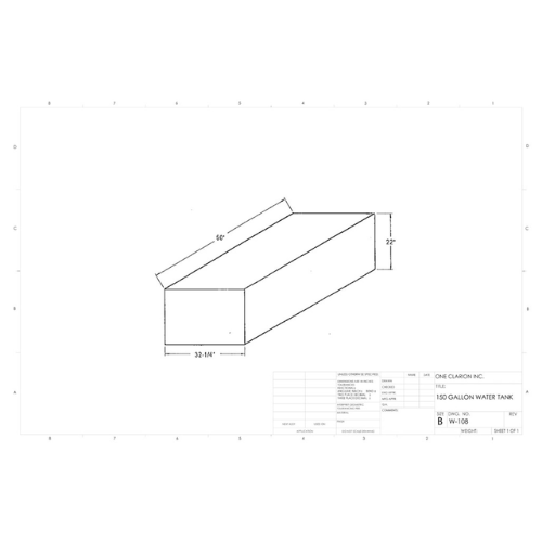 150 Gallon Custom Roto-Mold Marine Water Tank (MPN: MW-108)