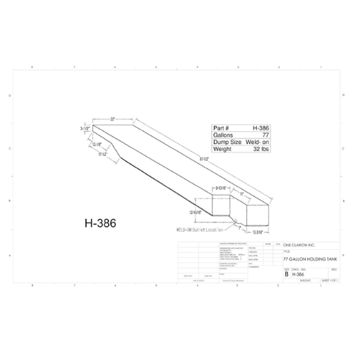 77 Gallon Custom Roto-Mold RV Holding Tank (MPN: H-386 [OR])