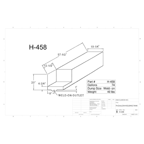 74 Gallon Custom Roto-Mold RV Holding Tank (MPN: H-458[OR])