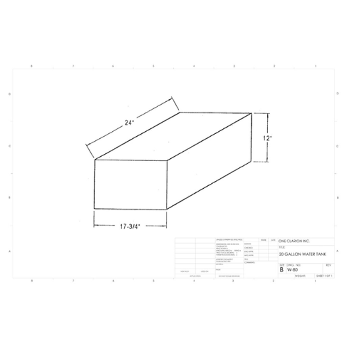 20 Gallon Custom Roto-Mold Marine Water Tank (MPN: MW-80)
