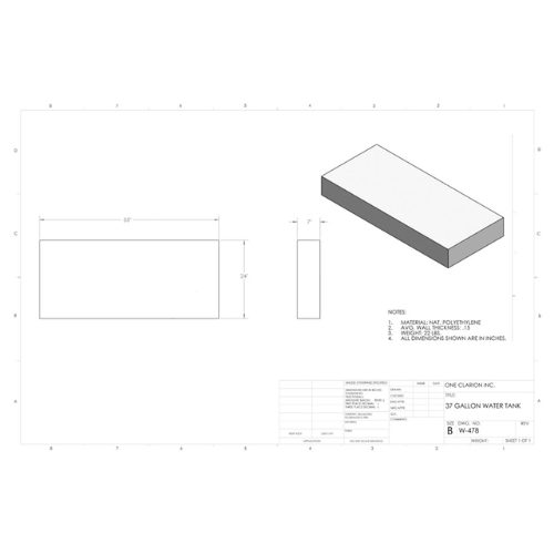 37 Gallon Custom Roto-Mold RV Water Tank (MPN: W-478)