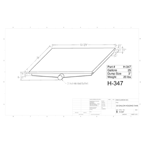 25 Gallon Custom Roto-Mold RV Holding Tank (MPN: H-347)