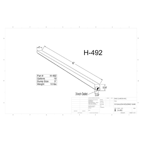 10 Gallon Custom Roto-Mold RV Holding Tank (MPN: H-492)