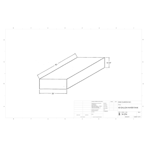 40 Gallon Custom Roto-Mold Marine Water Tank (MPN: MW-294)