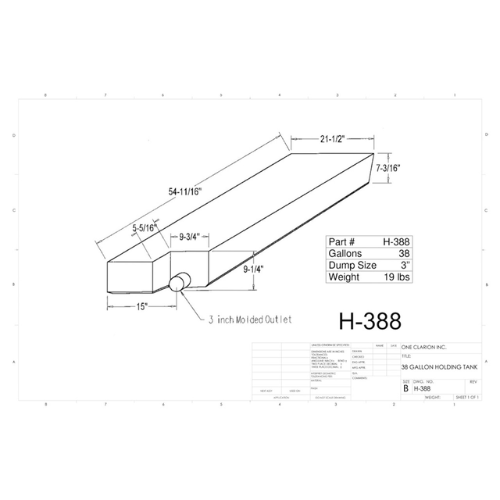 38 Gallon Custom Roto-Mold RV Holding Tank (MPN: H-388)