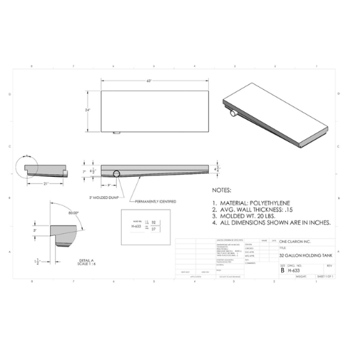 31 Gallon Custom Roto-Mold RV Holding Tank (MPN: H-633)