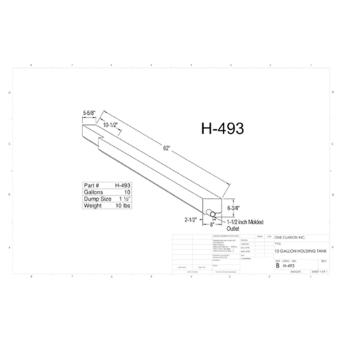 10 Gallon Custom Roto-Mold RV Holding Tank (MPN: H-493)