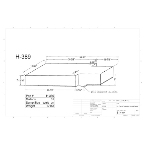 31 Gallon Custom Roto-Mold RV Holding Tank (MPN: H-389)