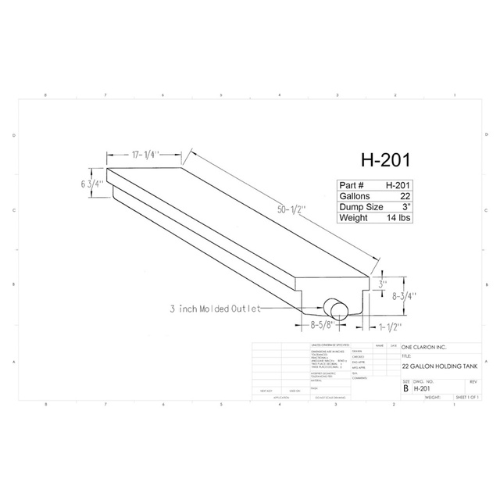 22 Gallon Custom Roto-Mold RV Holding Tank (MPN: H-201)