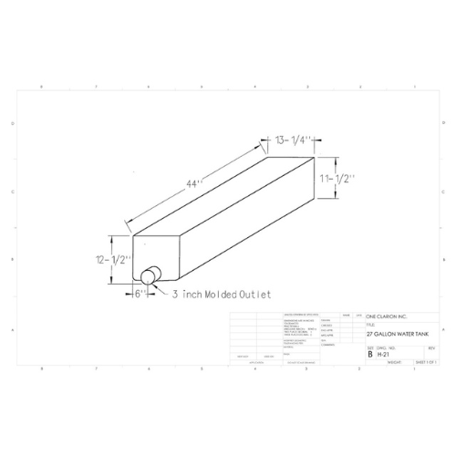 27 Gallon Custom Roto-Mold RV Holding Tank (MPN: H-21)