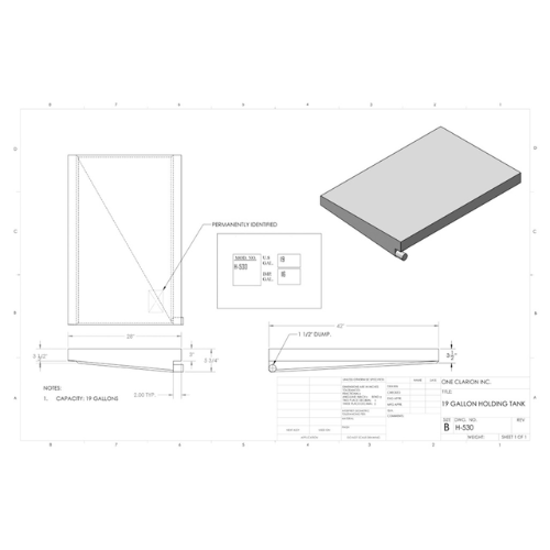 19 Gallon Custom Roto-Mold RV Holding Tank (MPN: H-530)