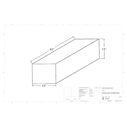 50 Gallon Custom Roto-Mold Marine Water Tank (MPN: MW-24)