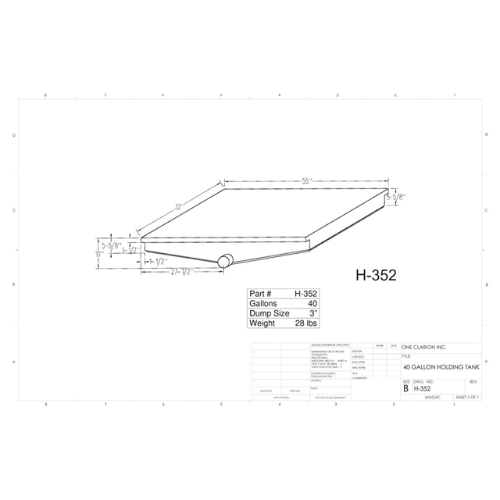 40 Gallon Custom Roto-Mold RV Holding Tank (MPN: H-352)