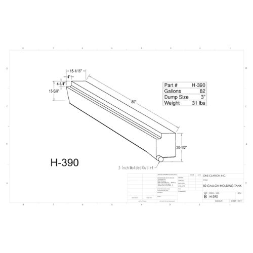 82 Gallon Custom Roto-Mold RV Holding Tank (MPN: H-390)