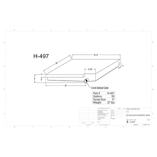 55 Gallon Custom Roto-Mold RV Holding Tank (MPN: H-497)
