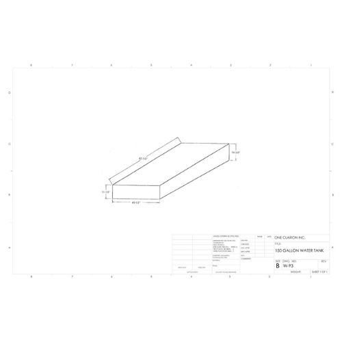 150 Gallon Custom Roto-Mold Marine Water Tank (MPN: MW-93)