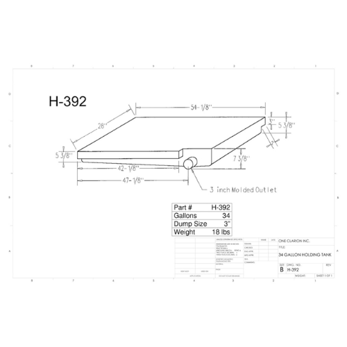 34 Gallon Custom Roto-Mold RV Holding Tank (MPN: H-392)