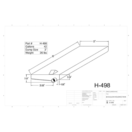 42 Gallon Custom Roto-Mold RV Holding Tank (MPN: H-498)