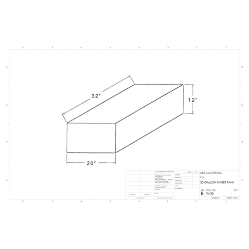 33 Gallon Custom Roto-Mold Marine Water Tank (MPN: MW-30)