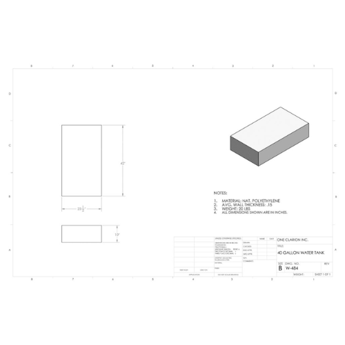 40 Gallon Custom Roto-Mold RV Water Tank (MPN: W-484)