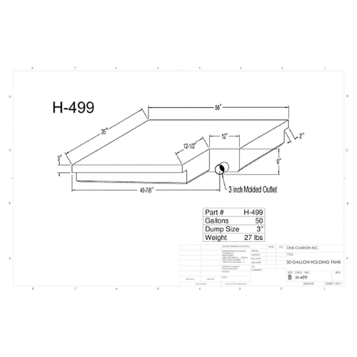 50 Gallon Custom Roto-Mold RV Holding Tank (MPN: H-499)