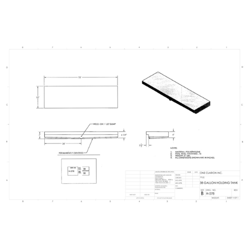 38 Gallon Custom Roto-Mold RV Holding Tank (MPN: H-578)