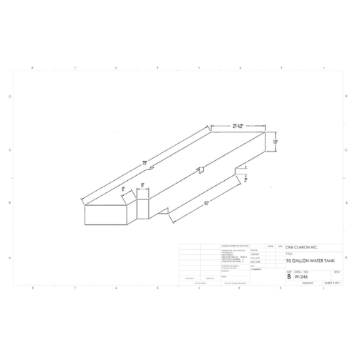 95 Gallon Custom Roto-Mold RV Water Tank (MPN: W-246)