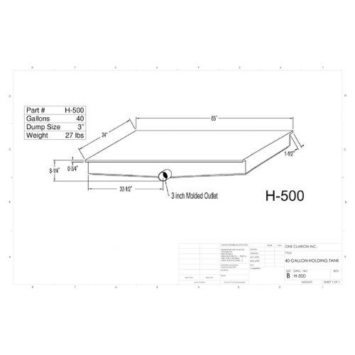 40 Gallon Custom Roto-Mold RV Holding Tank (MPN: H-500)