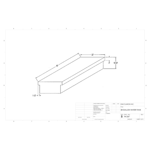 38 Gallon Custom Roto-Mold RV Water Tank (MPN: W-247)