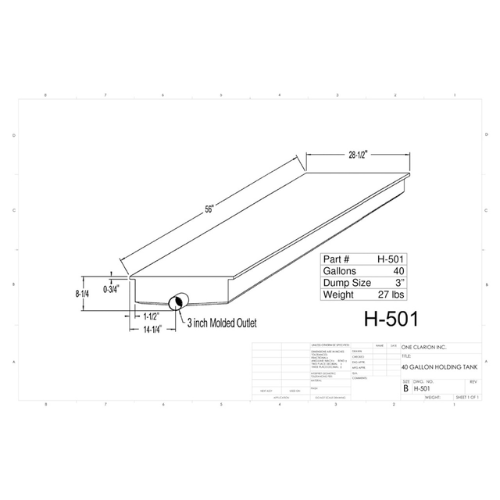 40 Gallon Custom Roto-Mold RV Holding Tank (MPN: H-501)