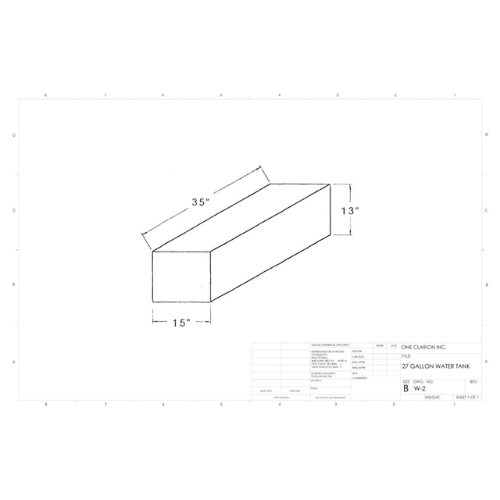 27 Gallon Custom Roto-Mold RV Water Tank (MPN: W-2)