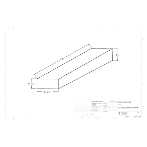 97 Gallon Custom Roto-Mold Marine Water Tank (MPN: MW-303)