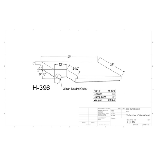 35 Gallon Custom Roto-Mold RV Holding Tank (MPN: H-396)