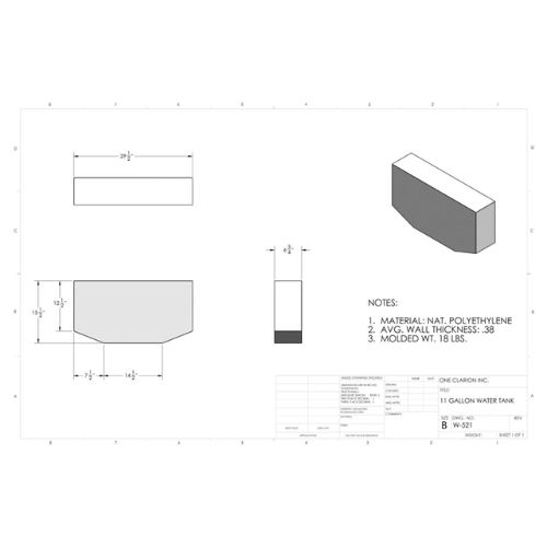 11 Gallon Custom Roto-Mold Marine Water Tank (MPN: MW-521)
