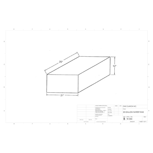 25 Gallon Custom Roto-Mold Marine Water Tank (MPN: MW-304)