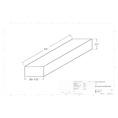 56 Gallon Custom Roto-Mold RV Water Tank (MPN: W-4)