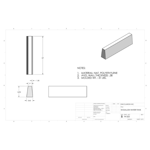 20 Gallon Custom Roto-Mold Marine Water Tank (MPN: MW-523)