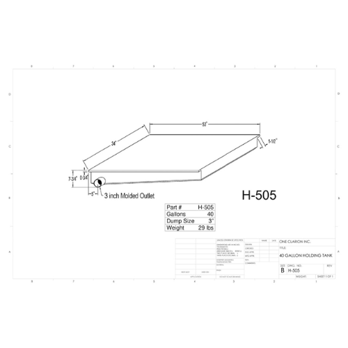 40 Gallon Custom Roto-Mold RV Holding Tank (MPN: H-505)