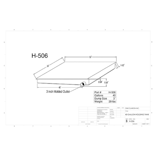 40 Gallon Custom Roto-Mold RV Holding Tank (MPN: H-506)