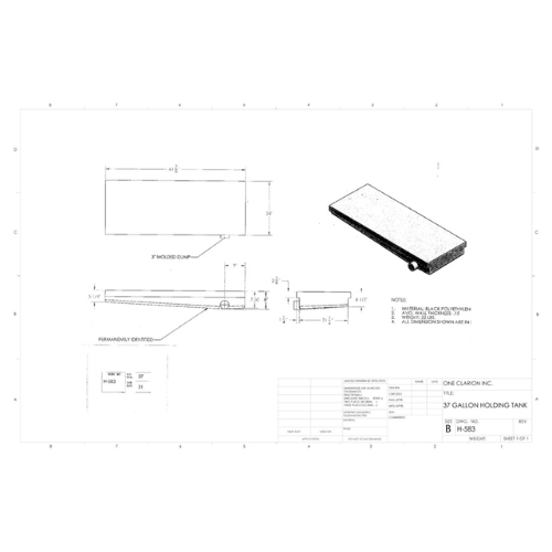 37 Gallon Custom Roto-Mold RV Holding Tank (MPN: H-583)