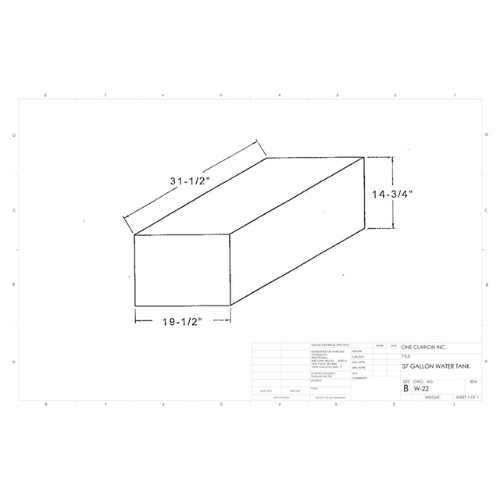 37 Gallon Custom Roto-Mold RV Water Tank (MPN: W-22)