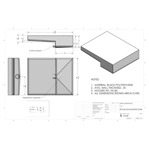 39 Gallon Custom Roto-Mold RV Holding Tank (MPN: H-646)
