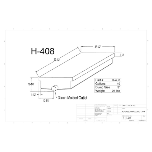 40 Gallon Custom Roto-Mold RV Holding Tank (MPN: H-408 [OR])
