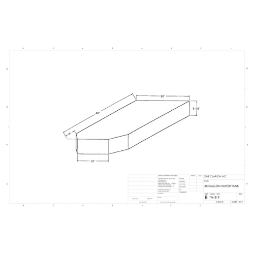 48 Gallon Custom Roto-Mold Marine Water Tank (MPN: MW-319)