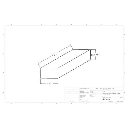 13 Gallon Custom Roto-Mold RV Water Tank (MPN: W-28)